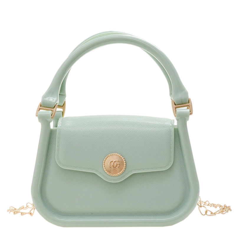Women's Mini All Seasons Pvc Solid Color Fashion Metal Button Square Magnetic Buckle Handbag