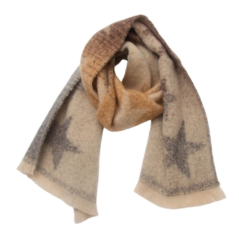 Women's Casual Minimalist Color Block Star Polyester Scarf
