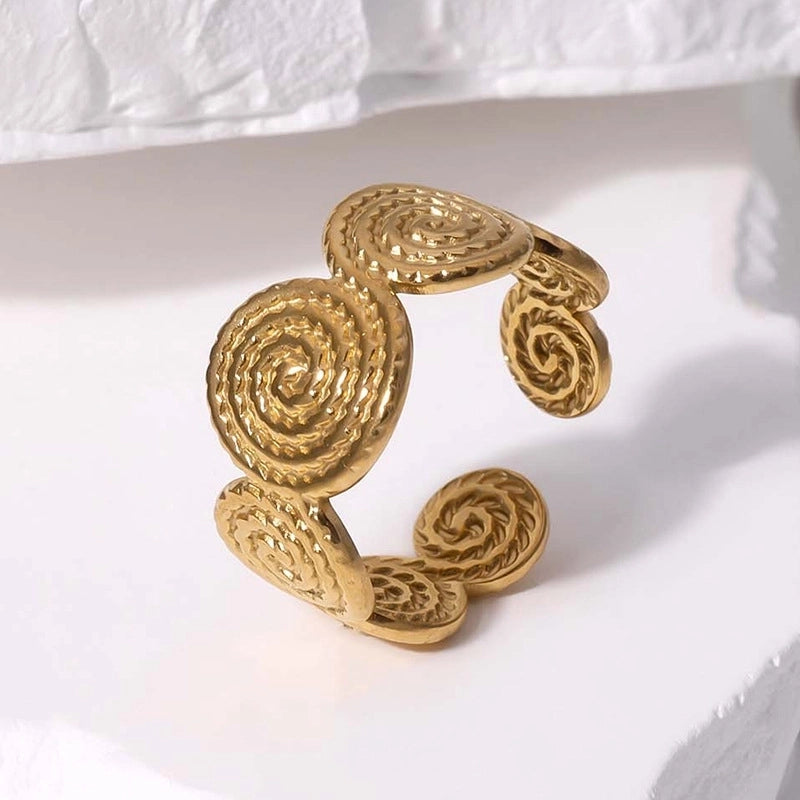 Casual Minimalist Geometric 304 Stainless Steel Hollow Out Inlay Open Rings