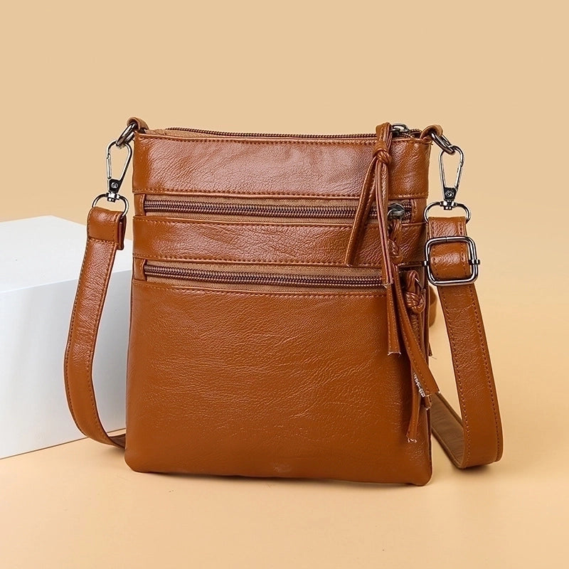 Women's Small Pu Leather Solid Color Streetwear Square Zipper Crossbody Bag