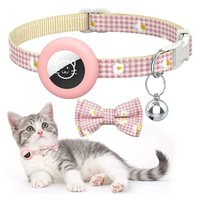 Cute Polyester Lattice Flower Bow Knot Pet Collar