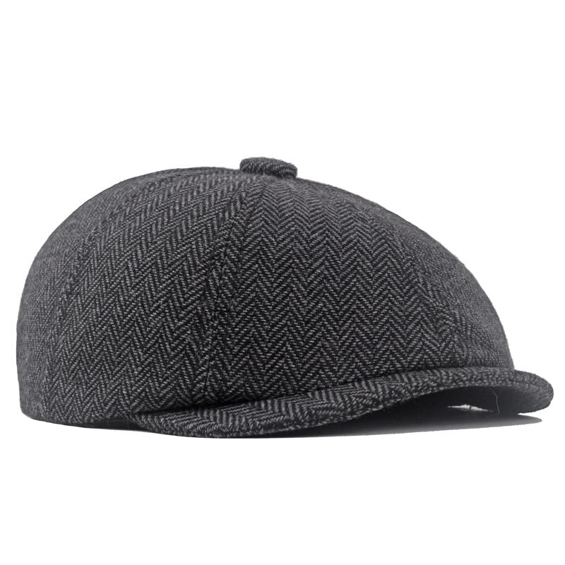 Men's Retro British Style Solid Color Curved Eaves Beret Hat