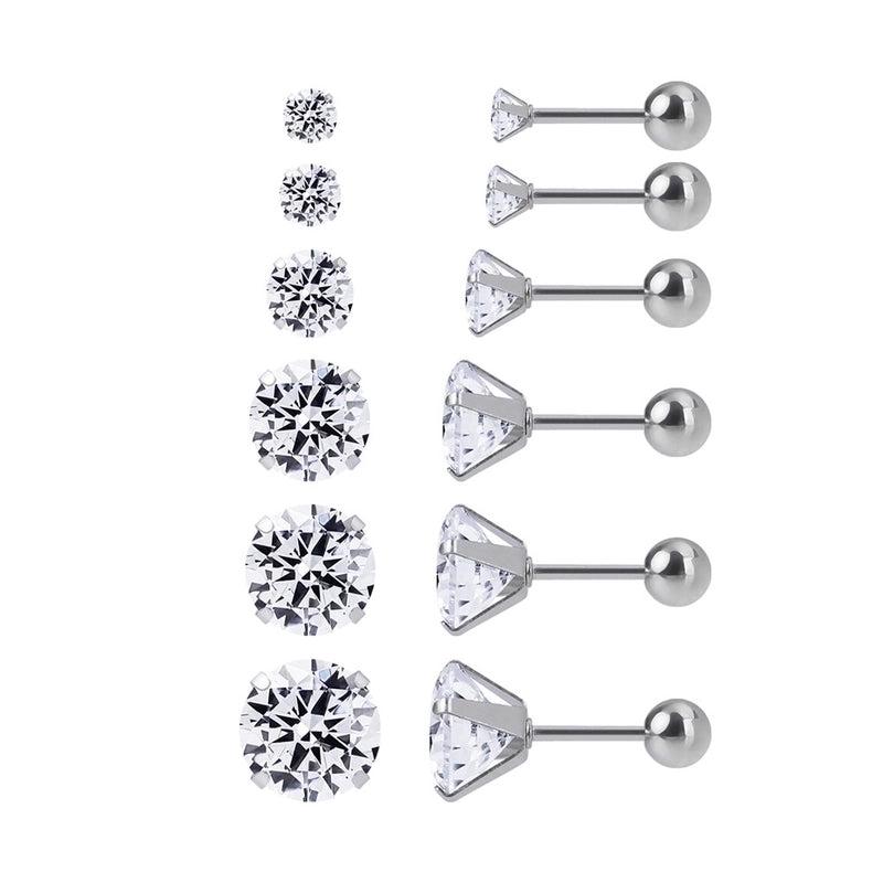 1 Pair Minimalist Geometric 304 Stainless Steel Zircon Ear Studs