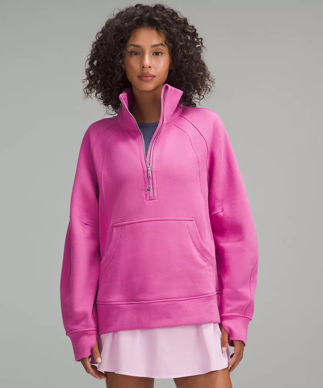 Scuba Oversized Funnel-Neck Half Zip Long