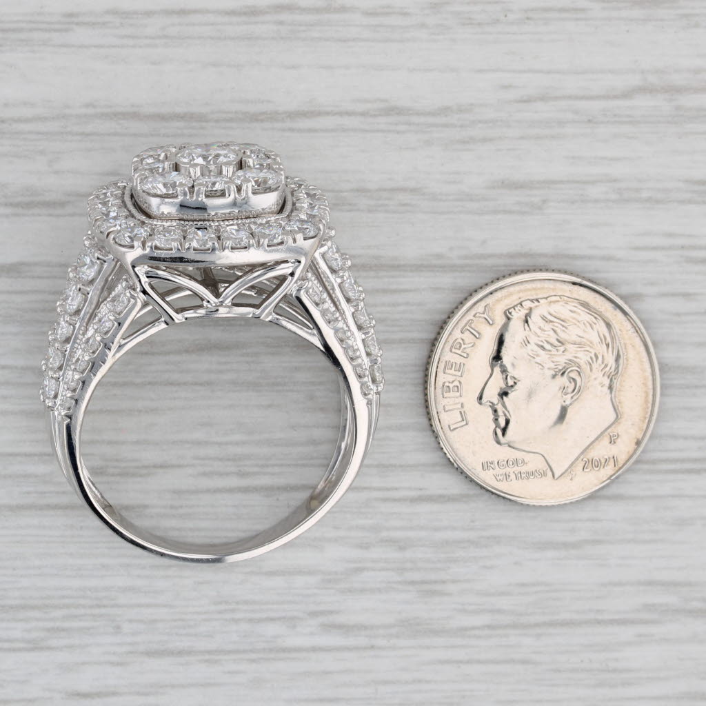 3.75ctw Lab Created Diamond Cluster Ring 10k Gold Bridal Engagement Cocktail