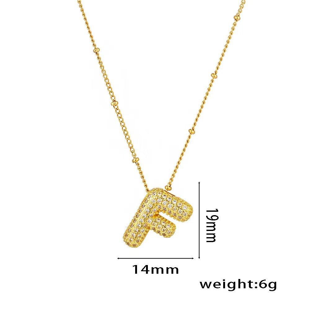 New Micro-Inlaid Zircon 26 Letter Pendant Necklace Copper Plated 18K Gold Fashionable And Classic