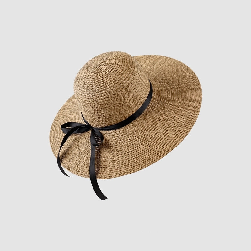 Women's Vacation Minimalist Letter Solid Color Big Eaves Straw Hat