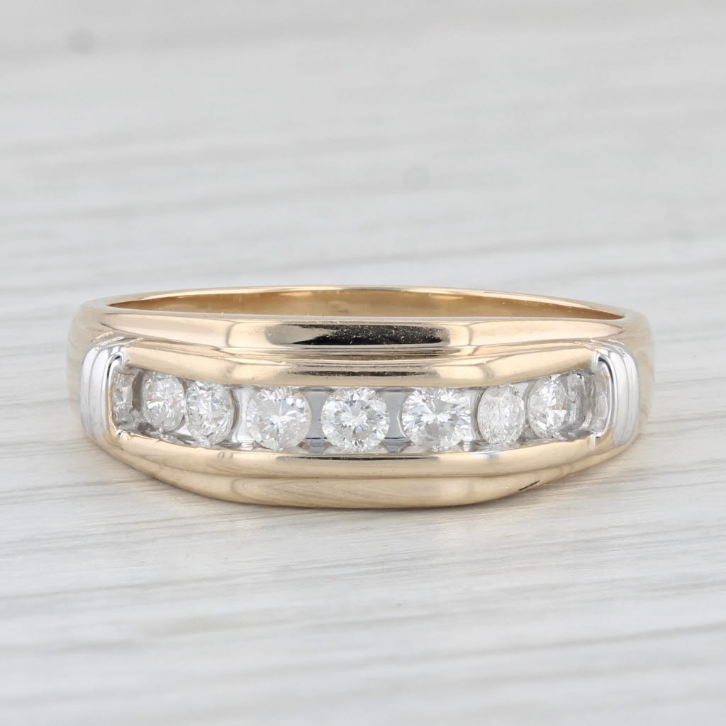 0.35ctw Diamond Men's Wedding Band 14k Yellow Gold Size 11 Ring