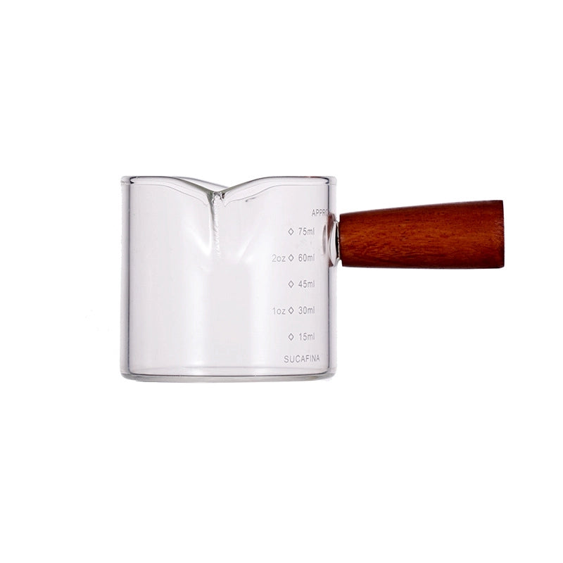 Milk Jar Latte Flower Cup Wooden Handle Small Milk Cup Seasoning Juice Container Dip Dish  Glass Small Milk Cup