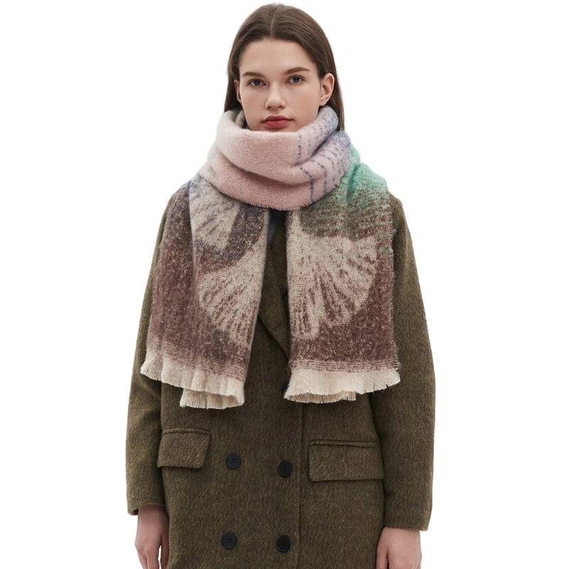 Unisex Casual Minimalist Ginkgo Leaf Polyester Scarf