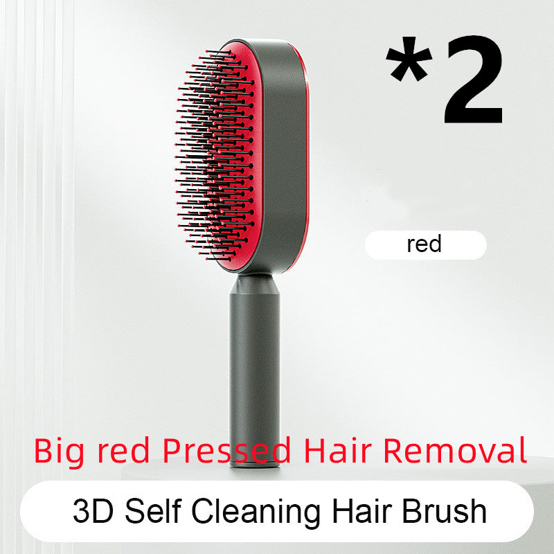 Self-cleaning hairbrush for women. One-button cleaning airbag to prevent hair loss