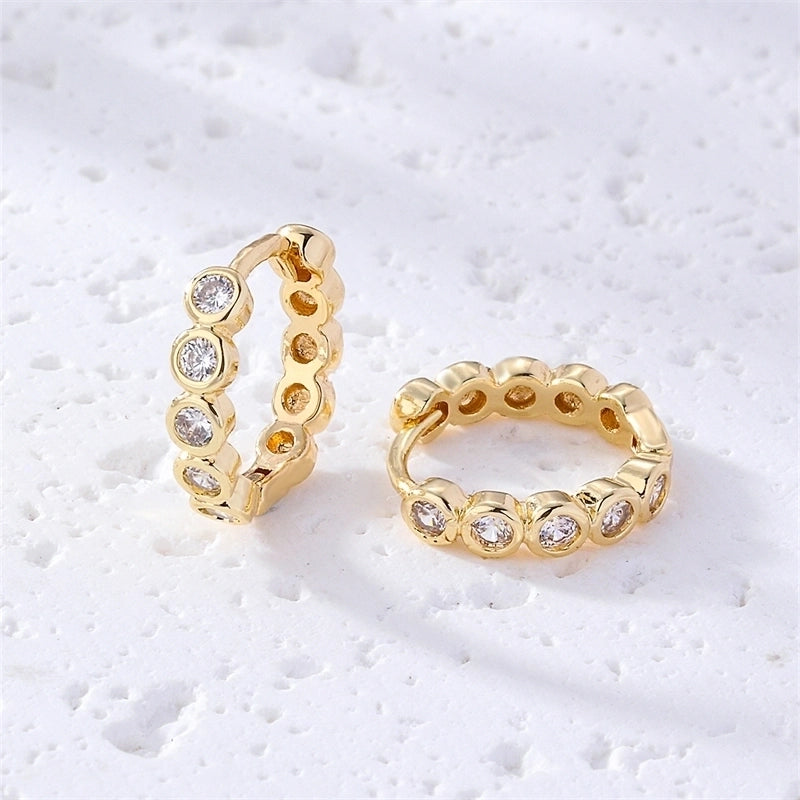 1 Pair IG Style Retro Minimalist Geometric Round Plating Inlay Copper Zircon K Gold Plated Ear Studs
