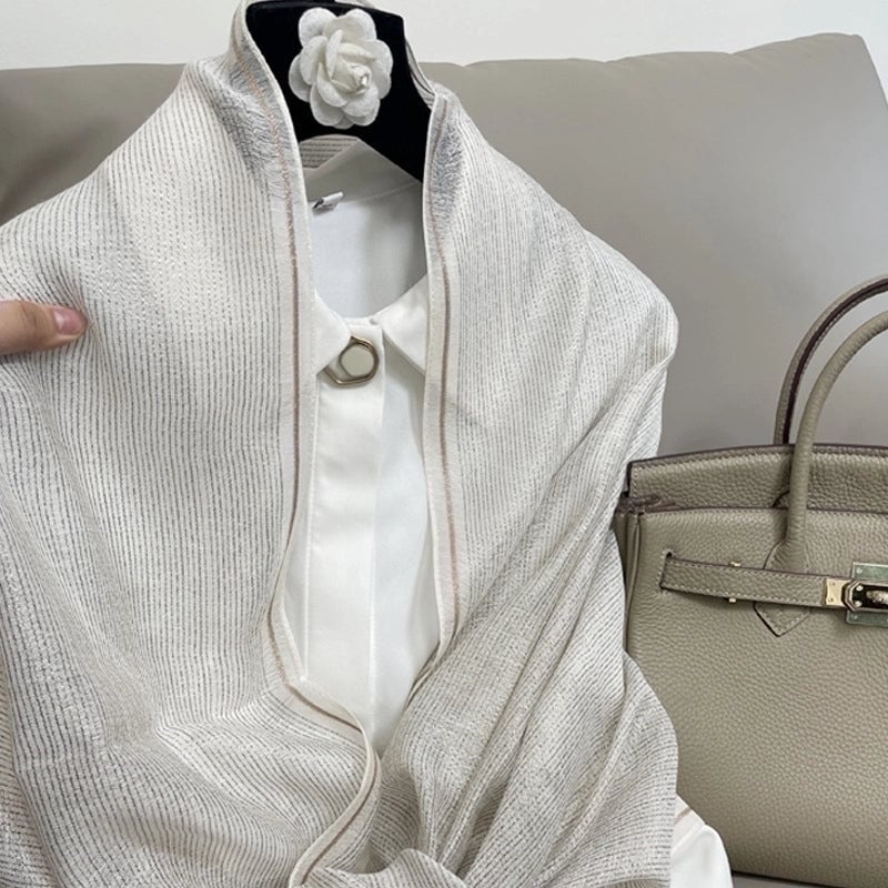 Women's Elegant Solid Color Polyester Silk Scarf
