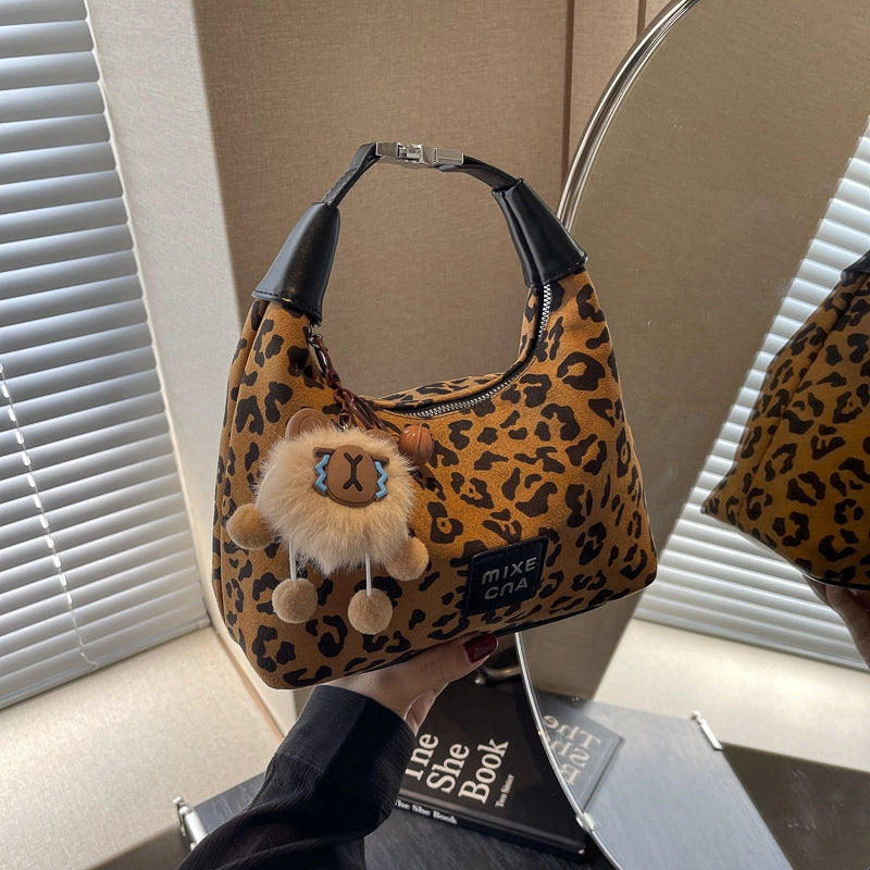 Women's Suede Solid Color Vintage Style Dumpling Shape Zipper Shoulder Bag Handbag Crossbody Bag
