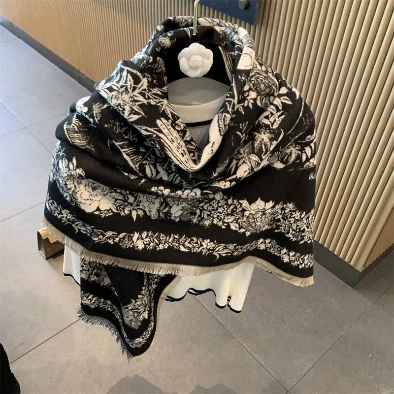 Women's Minimalist Classic Style Flower Rayon Polyester Scarf Shawl
