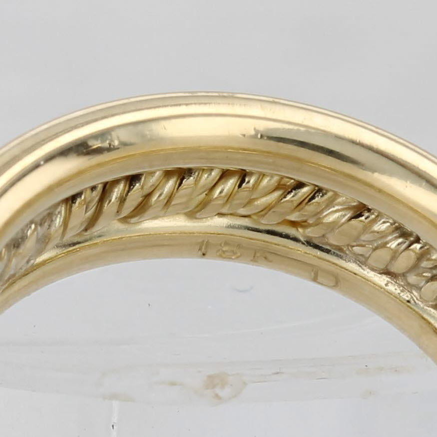 Rope Center Wide Band Ring 18k Yellow Gold Size 6 Wedding Stackable