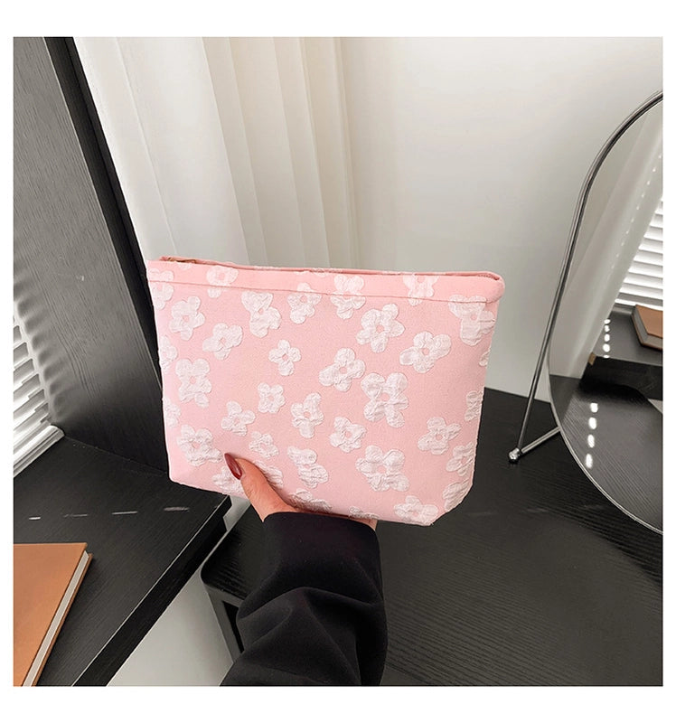 Black White Pink Flower Square Clutches