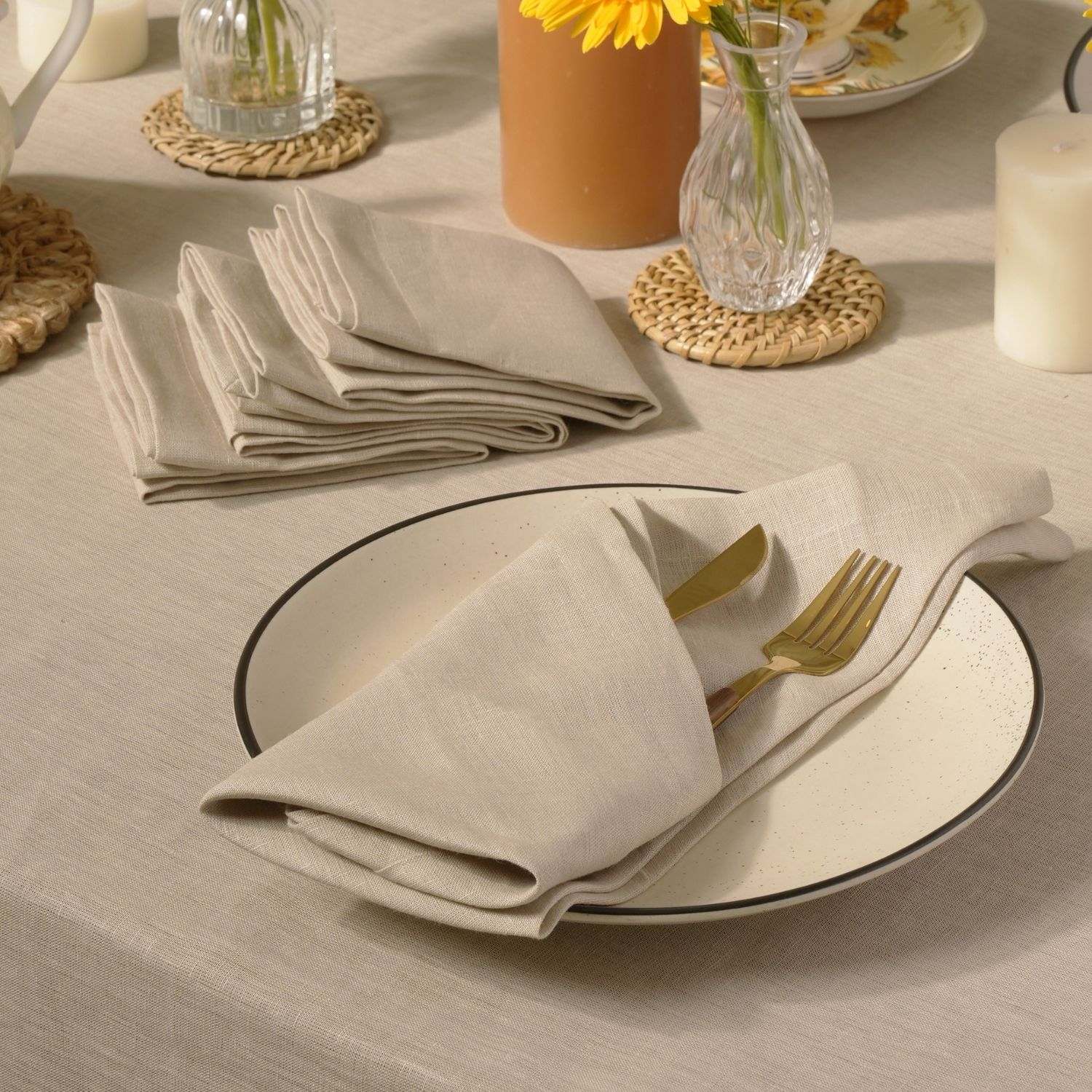 Natural 100% Linen Plain Napkins