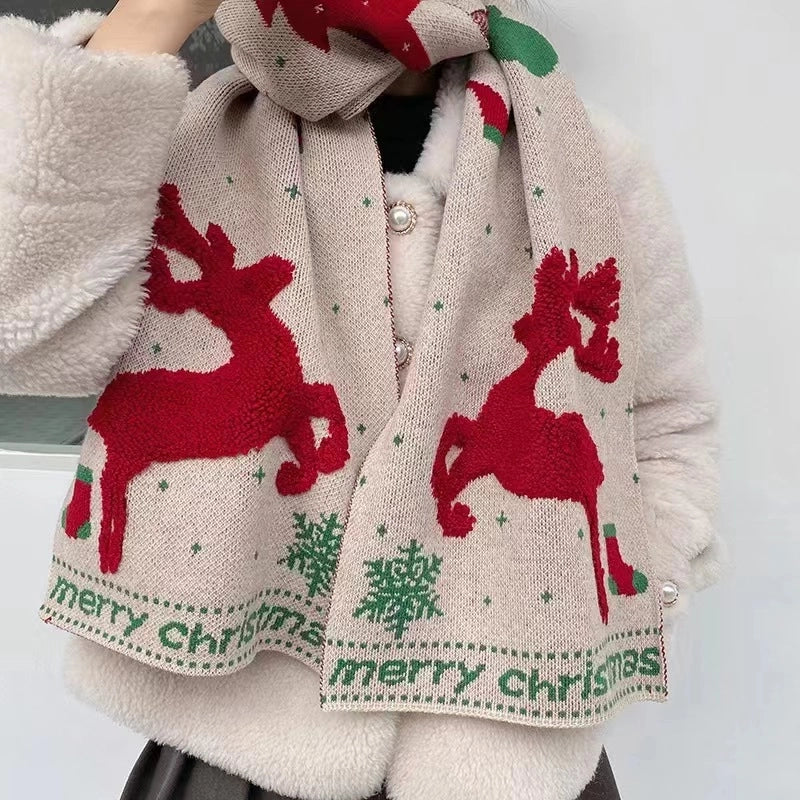 Unisex Cute Sweet Elk Polyester Scarf