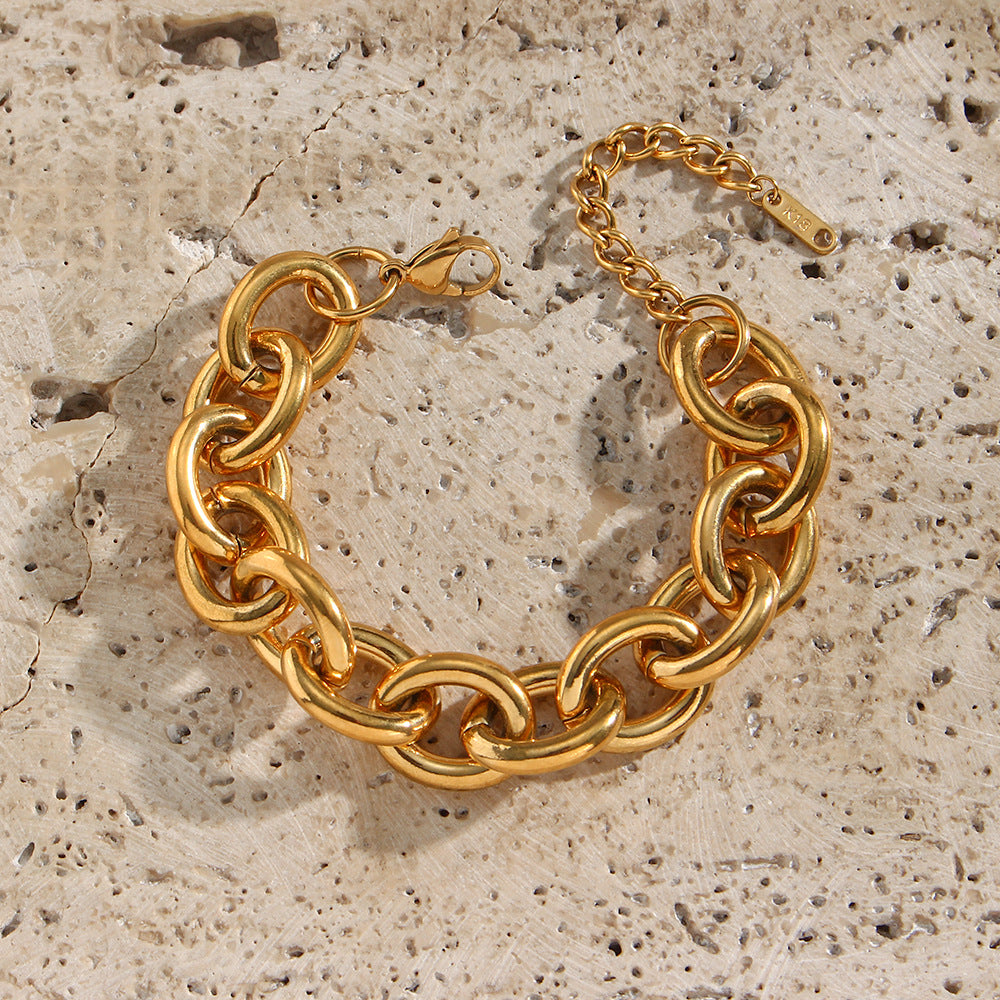 Fashion Round Geometric Stainless Steel 18K Gold Plated Necklaces
