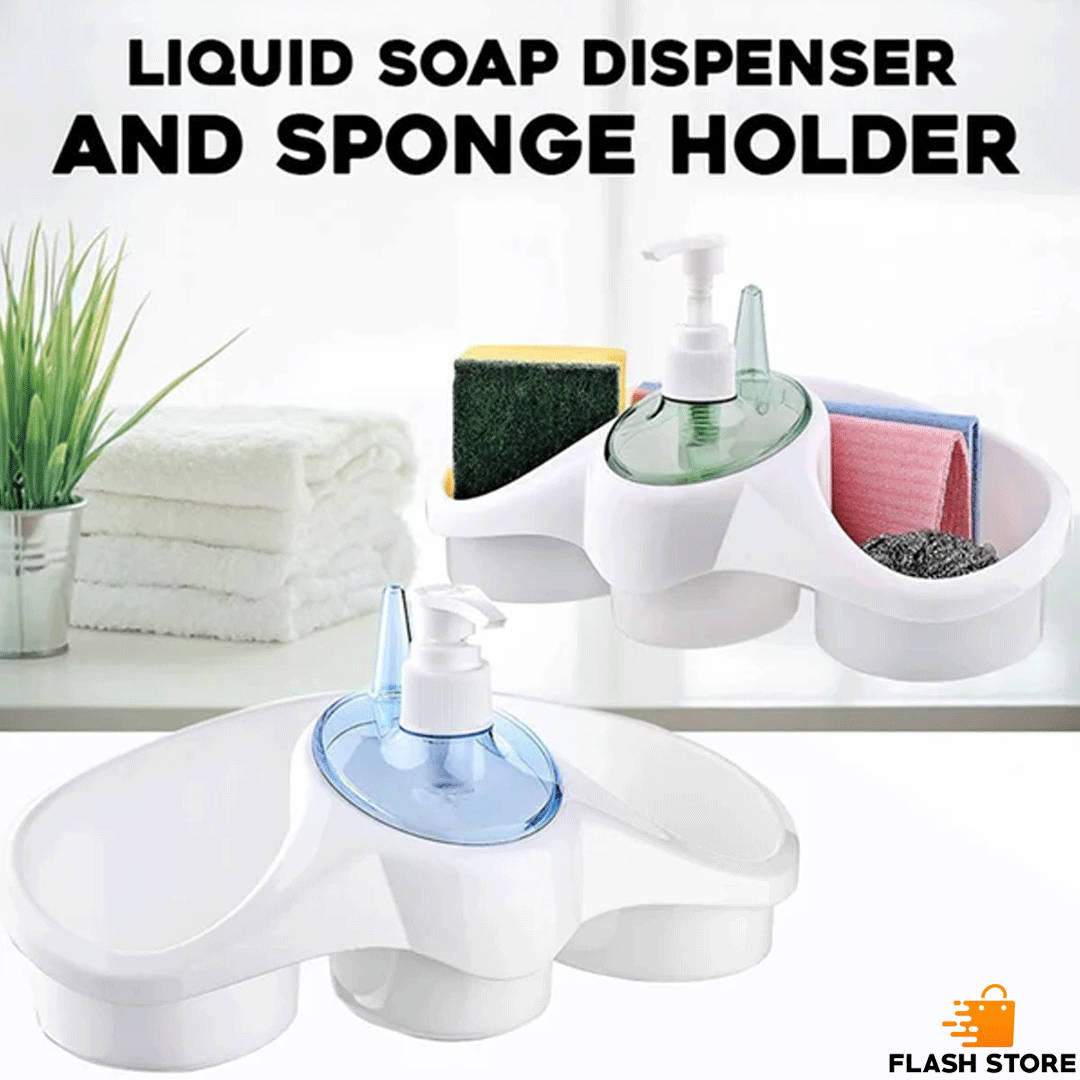 Sponge Holder And Soap Dispenser Sink Organizer