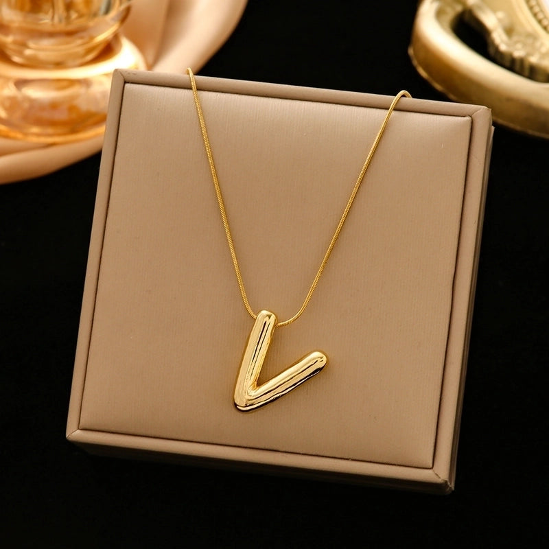 Classic Style Letter Titanium Steel Plating Pendant Necklace