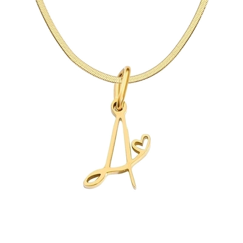 Stainless Steel Titanium Steel 14K Gold Plated Minimalist Plating Letter Heart Shape Pendant Necklace