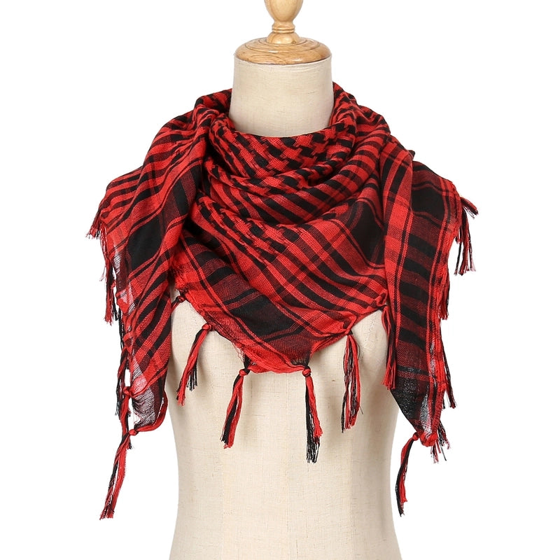 Unisex Classic Style Lattice Polyester Scarf Kerchief