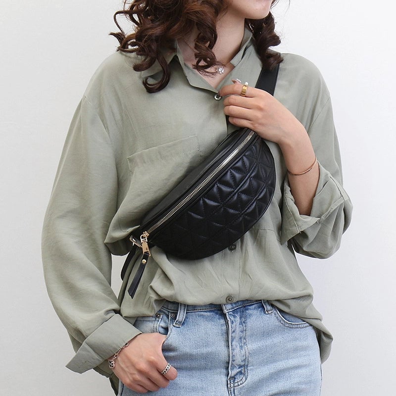 Waist Bag For Women  New Autumn And Winter Rhombus Wide Shoulder Strap Chest Bag Multi-purpose Fashion Girl Waist Bag Messenger Bag