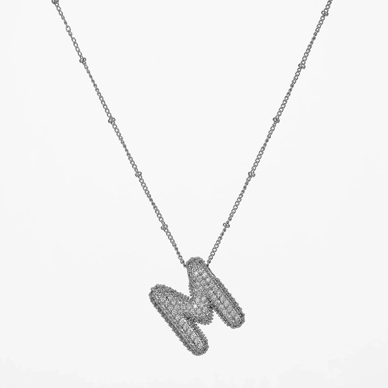Copper Gold Plated Silver Plated IG Style Minimalist Plating Inlay Letter Zircon Pendant Necklace