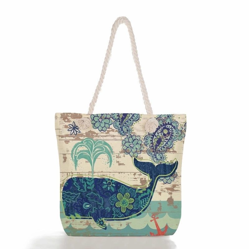 Women's Classic Style Tropical Canvas Shopping Bags