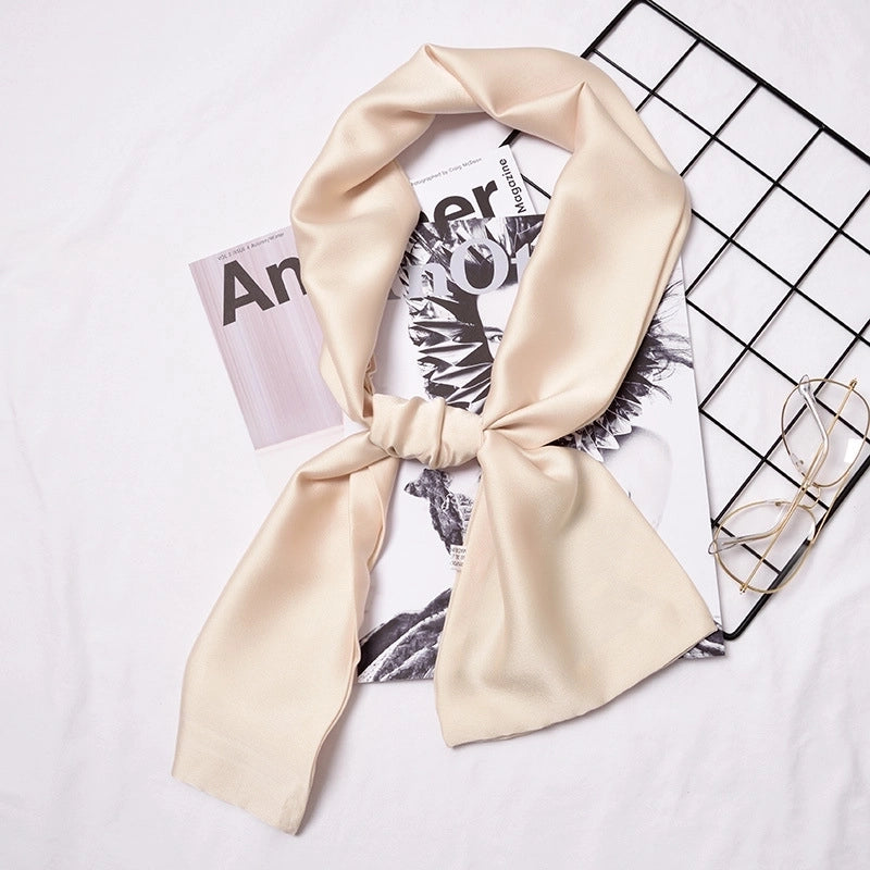 Women's Sweet Solid Color Satin Silk Scarf