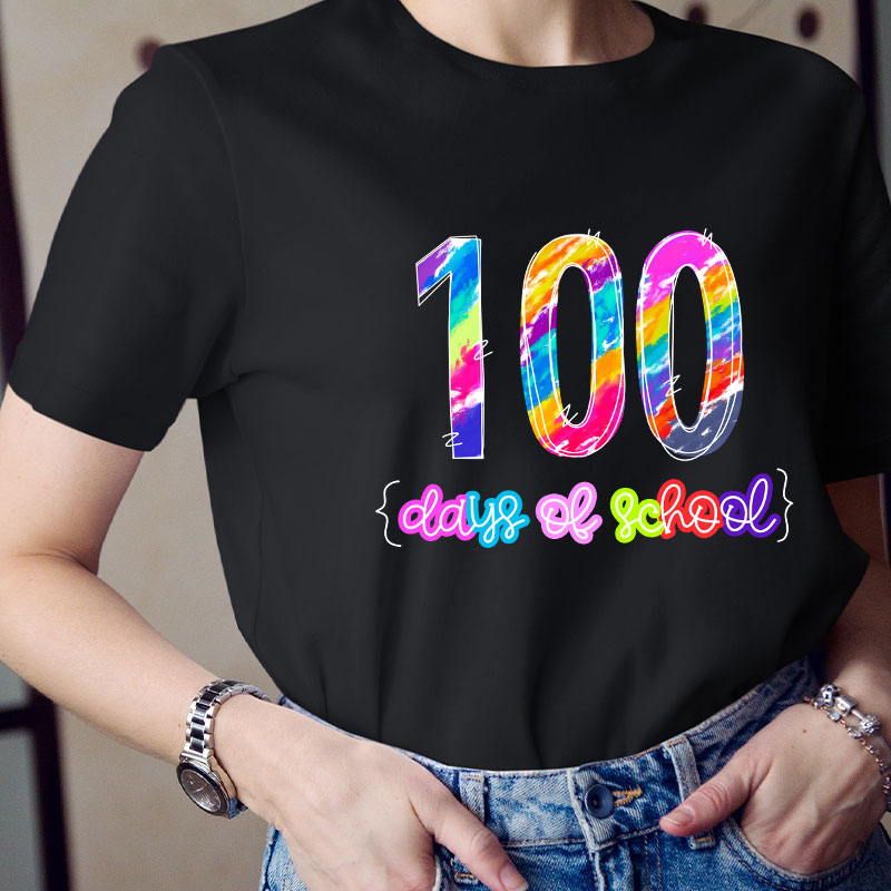 Crayon Colorful 100 Days Of School Teacher T-Shirt