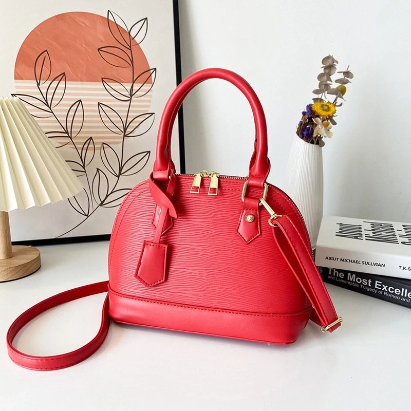Women's Pu Leather Solid Color Elegant Classic Style Shell Zipper Shoulder Bag Crossbody Bag Dome Bag