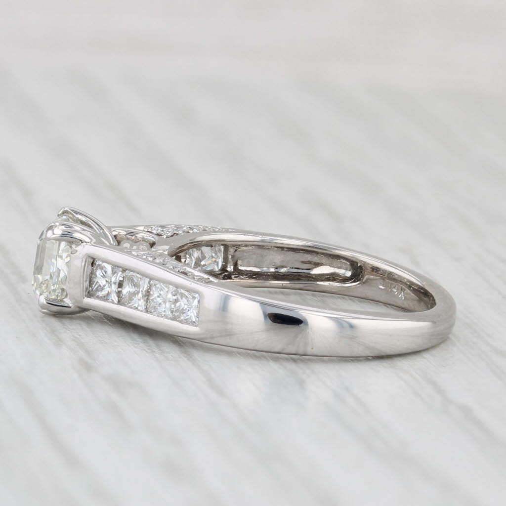 1.48ctw Princess Diamond Engagement Ring 14k White Gold Size 5.5 Cathedral