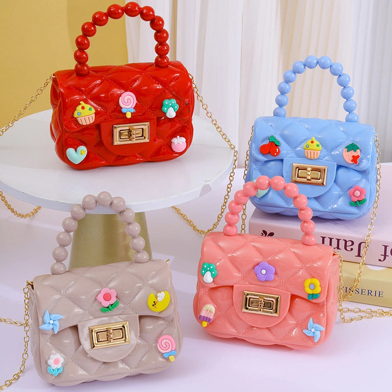 Women's Small PVC Color Block Streetwear Square Lock Clasp Handbag