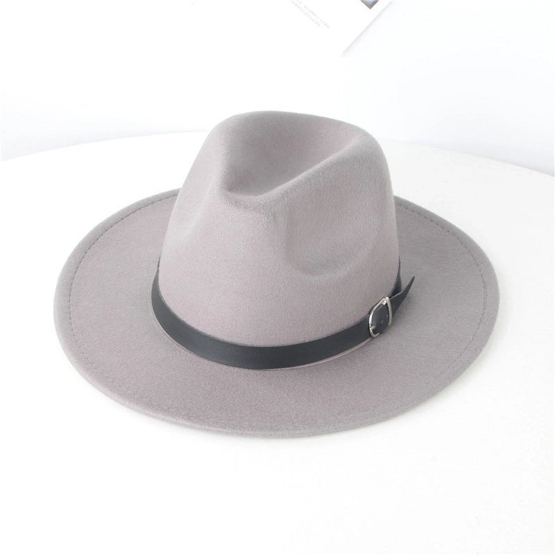Retro Wool Hat Belt Brim Top Hat Women's Autumn And Winter  Casual Jazz Hat
