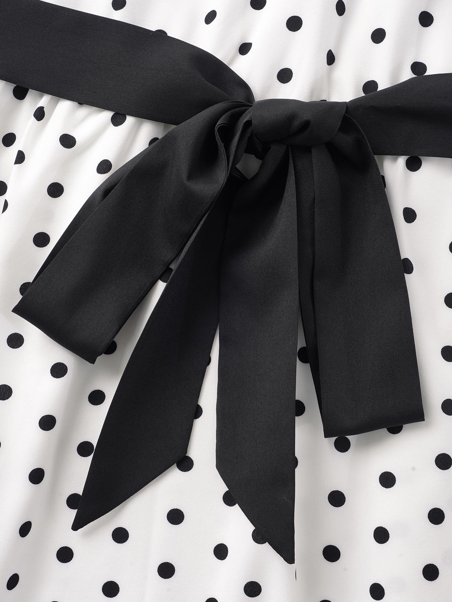 Bow Polka Dot Midi Dress