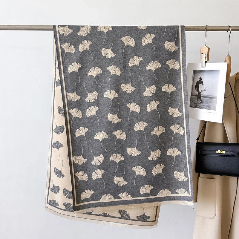 Women's Basic Minimalist Maple Leaf Polyester Scarf