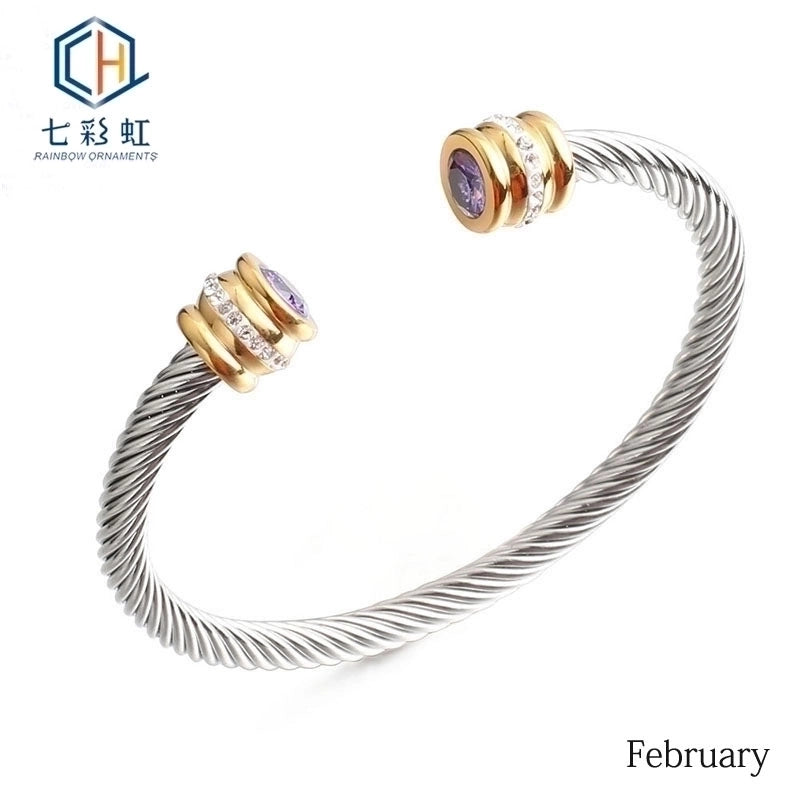 Titanium Steel Bracelet Colorful Diamond Twist Bangle Jewelry