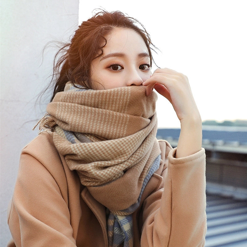 Cashmere Scarf New Winter Shawl Scarf Women's Thick Warm Tassel Scarf Scarf Winter Hair Generation