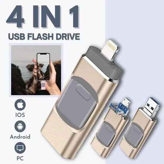 4 In 1 High Speed USB Flash Drive For iPhone. iPad. Android. PC & More Devices