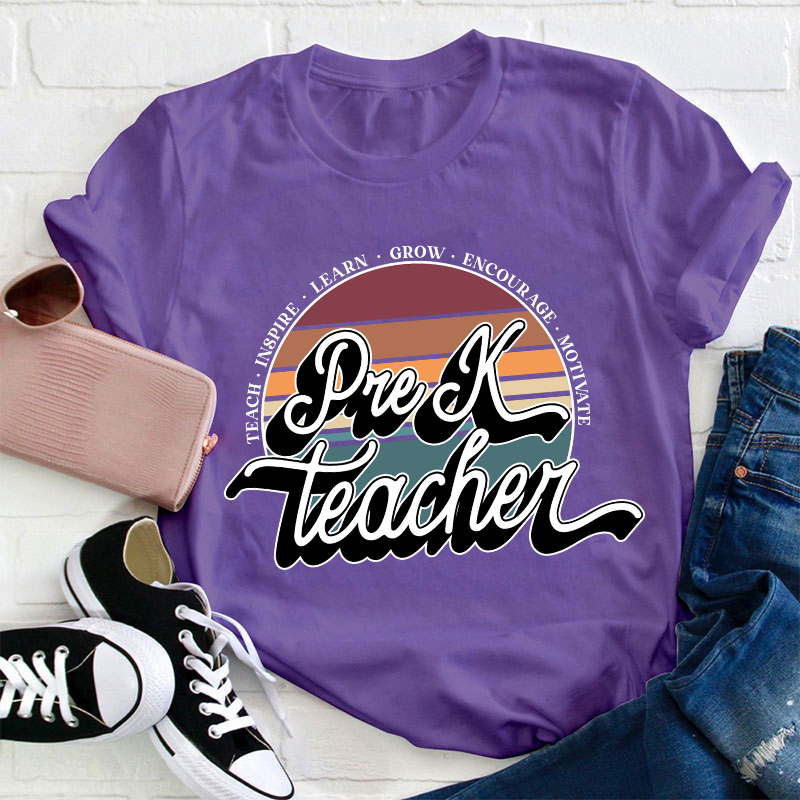 Personalized Teach Inspire Learn Grow Encourage Motivate Teacher T-Shirt