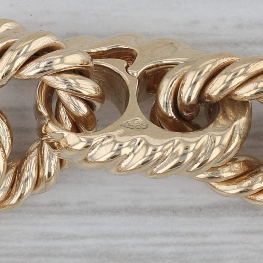 7.5 Rope Link Cable Chain Bracelet 14k Yellow Gold 11.5mm