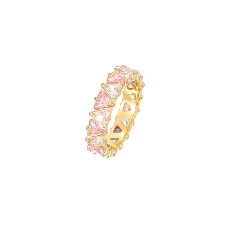 Minimalist Shiny Heart Shape 304 Stainless Steel Zircon 16K Gold Plated White Gold Plated Inlay Rings