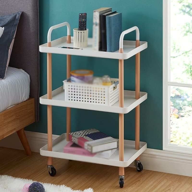 3-Tier Kitchen Storage Trolley. Kitchen Multi-Function Rolling Cart Storage Rack Aesthetic Room Decor