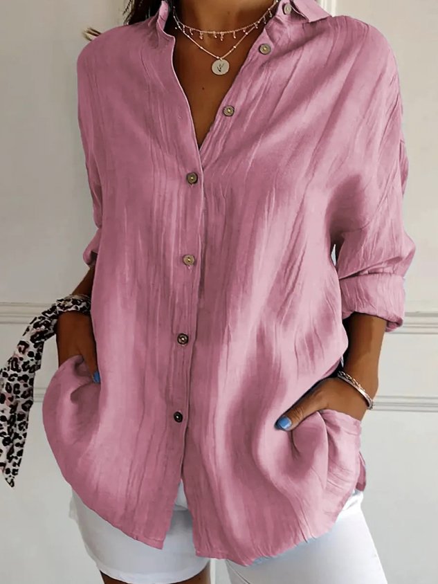 Plain Cotton Casual Blouse