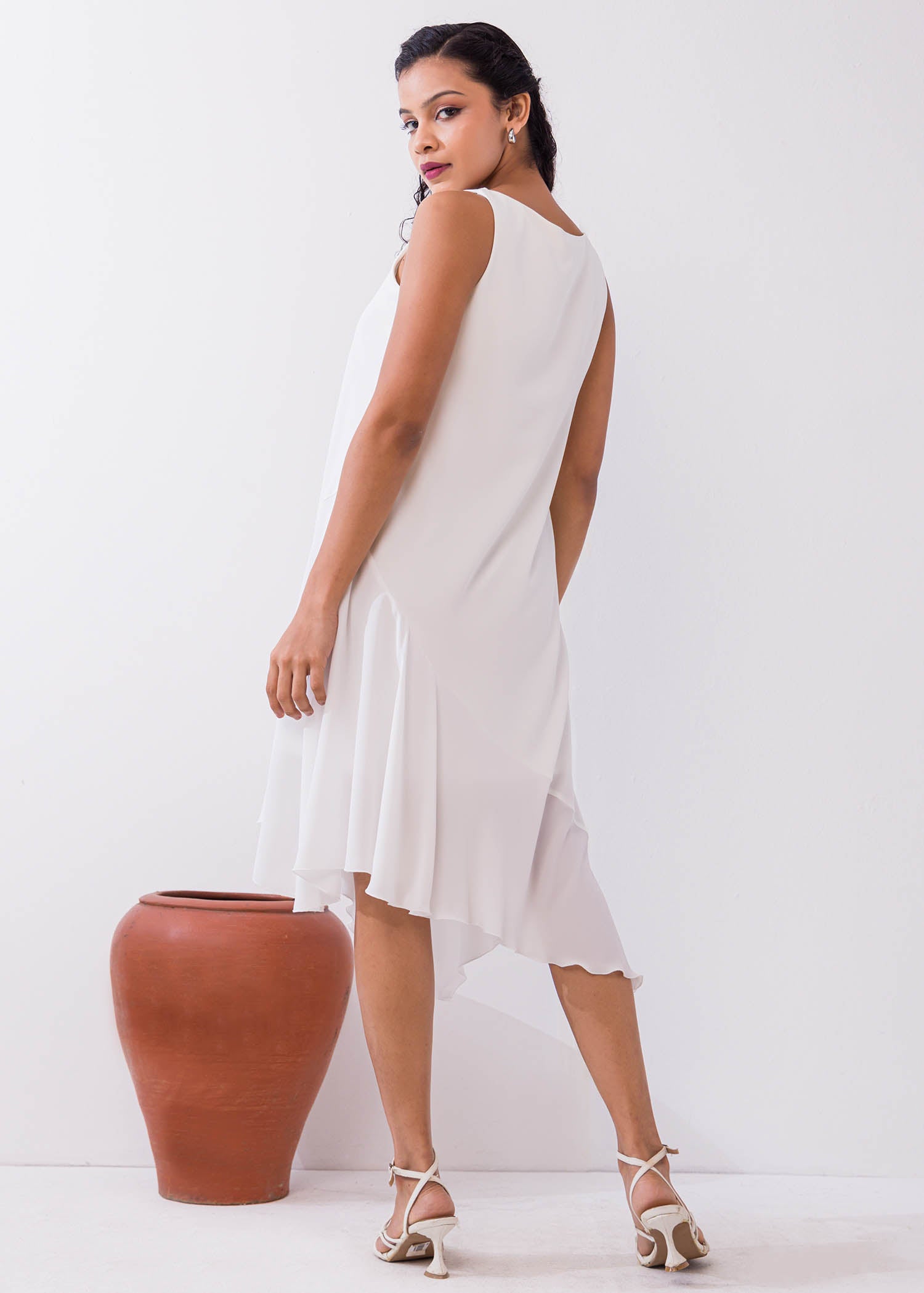 Sleeveless Asymmetrical Hem Dress