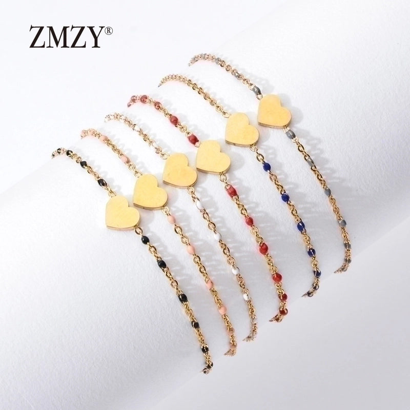 Minimalist Heart Shape Stainless Steel Plating Bracelets