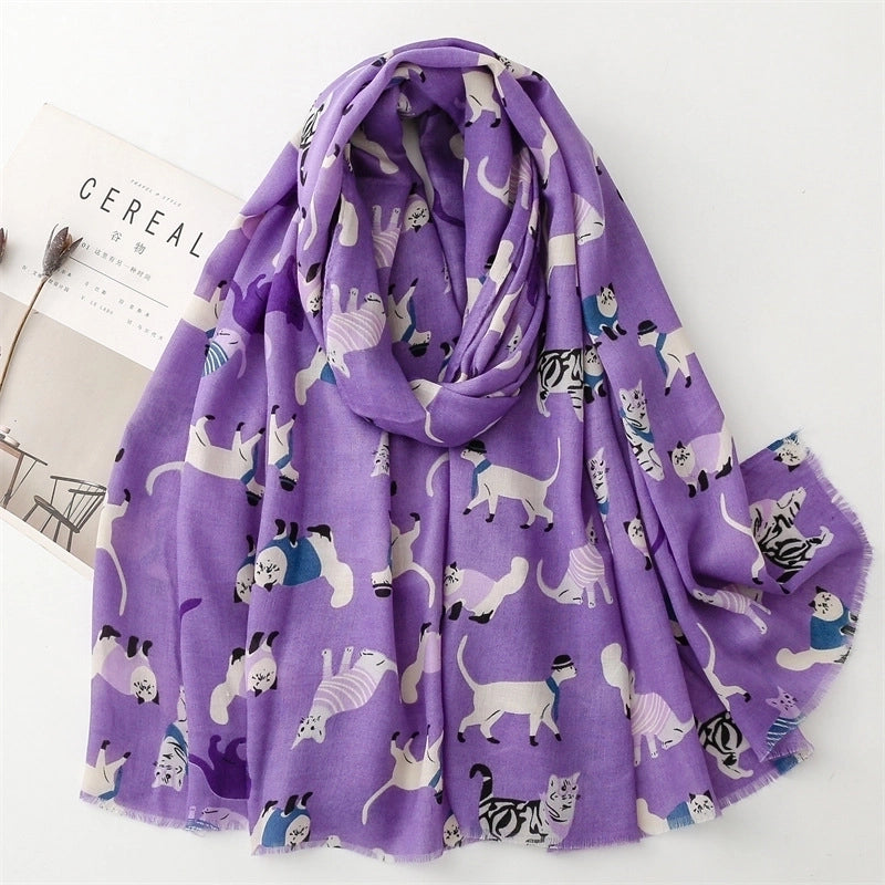 Women's Cute Animal Cotton And Linen Scarf